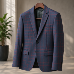 Matte Blue Red Stripe Single Blazer | LP-279